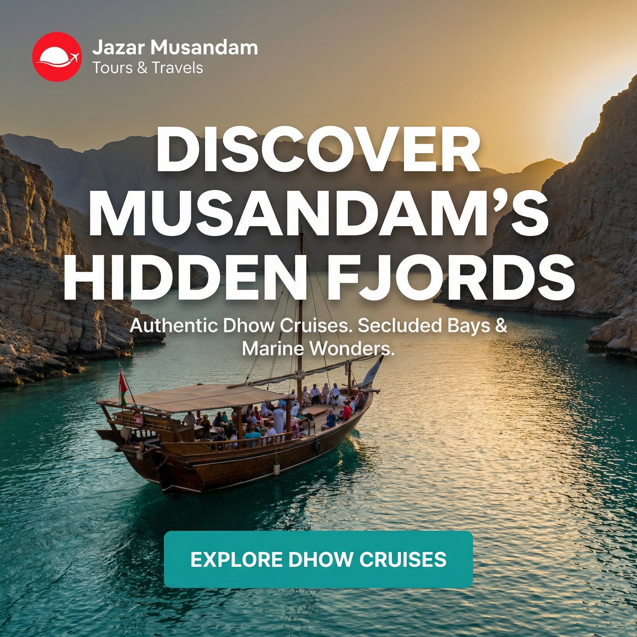 Group of friends enjoying dhow cruise in Khasab Musandam fjords